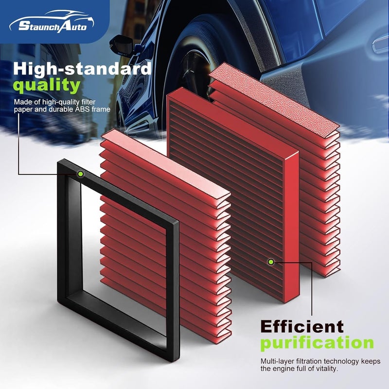 StaunchAuto Engine & Cabin Air Filter for RAV4 19-25, Camry 18-24, Avalon 2021, Highlander 20-26, Avalon 19-22, ES350 19-25 2.5L 3.5L Air filter for Car Replacement CF12157 CA12377 Automotive-2 Pack - Image 3